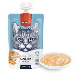 Крем-пюре для котів Wanpy Chicken & Carrot 90 г з куркою та морквою, рідкий корм
