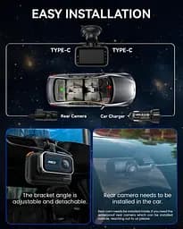 Двоканальна камера IIWEY 4K Dash Cam спереду ззаду, 3-дюймовий IPS-екран, 5G Wi-Fi 64GB SD-карта в комплекті, 4K 2160P - мініатюра 6