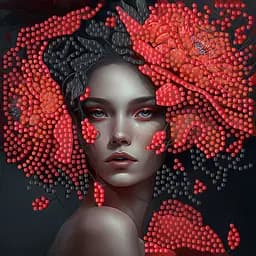 Алмазна мозаїка Strateg ПРЕМІУМ Загадкова дама на паперовій основі розміром 18х18 см (ZAV1818-11)