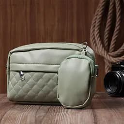 Стильна жіноча сумка крос-боді з монетницею з екошкіри Vintage 22797 фісташкова - мініатюра 10