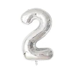 Шар воздушный фольгированный (102 см) Цифра 2 серебро
