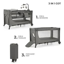 Ліжко-манеж с пеленатором Kinderkraft Joy 2 Dark Grey (KLJOY02DGR000AC) - мініатюра 7