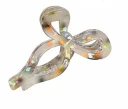 Заколка-крабик для волос Бантик 11 см прозрачный акрил с вкраплениями Бежевый