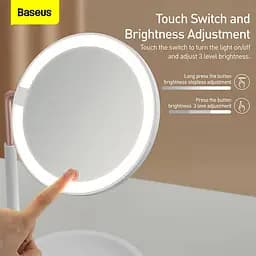 Зеркало Baseus Smart Beauty Series Lighted Makeup Mirror with Storage Box |3 Level touch brightness| (DGZM-02) - мініатюра 7