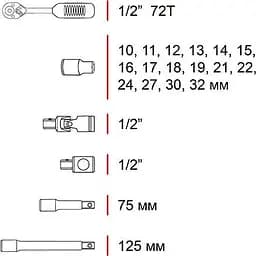 Набір торцевих головок із тріскачкою Intertool ET-6021 21шт [98817] - мініатюра 7