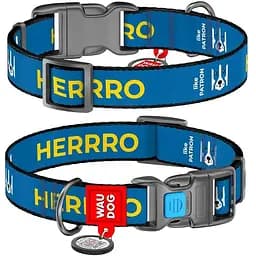 Ошейник для собак Waudog Nylon нейлоновый с QR-паспортом, рисунок Патрон, пластиковый фастекс, M, Ш 20 мм, Дл 24-40 см