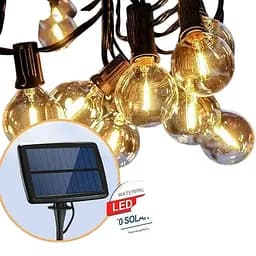 Світлодіодний вінтажний світильник гірлянда на сонячній батареї 20 ламп G40 (9303MD) вулична ретро вінтажна