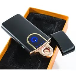 Электрозажигалка спиральная аккумуляторная Classic Fashionable, Черная Глянец, USB зажигалка, 6746 (ST)