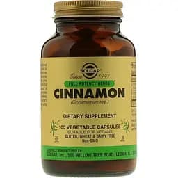 Екстракт кориці Solgar Cinnamon Full Potency Herbs 100 капсул