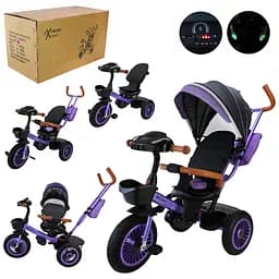 Триколісний велосипед Best trike фіолетовий гумові колеса 12'' і 10'' з гальмом, пультом