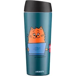 Термокухоль Ardesto Coffee time Red Cat, нержавіюча сталь, синій, 450 мл (AR2645CG)