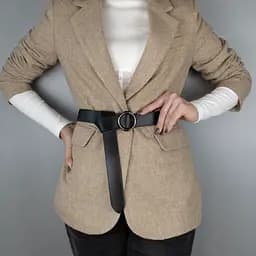 Ремень женский кожаный черный HC-3471 (130 см) под пиджак и пальто