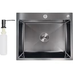 Мийка для кухні Lidz Handmade H6050B інтегрована PVD 3.0/1.0 мм Brushed Black (LDH6050BPVD43621)