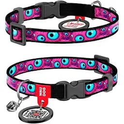 Ошейник для кошек Waudog Nylon Глаз монстра с QR паспортом XS 20-30x1 см