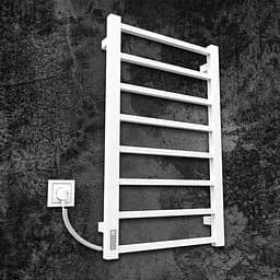 Электрический полотенцесушитель Kosser Лофт 800x500 EL тайм. белый ДЛФ02ELW, Белый матовый, Левое