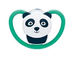 Пустышка силиконовая NUK Space Панда, ортодонтическая, 18+ мес, зеленый (3952360)