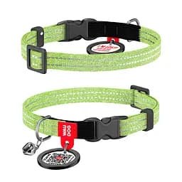 Ошейник для кошек из восстановленного хлопка Waudog Re-cotton с QR-паспортом светоотражающий пластиковый фастекс XS Ш 10 мм Дов