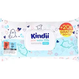 Детские салфетки влажные Kindii Pure Water 99%+20% 72 шт.