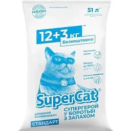 Наполнитель SuperCat стандарт 12+3кг в экономичной упаковке (синий)