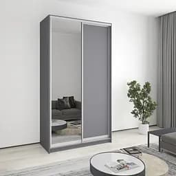 Шкаф-купе двухдверный MebelStar Стандарт AL ДСП/Зеркало 130x60x240 см Антрацит (MBS-3738)
