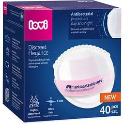 Лактационные прокладки Lovi Discreet Elegance антибактериальные белые 40 шт. (19/602new)