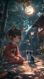 Деревянный фигурный пазл Девочка-кошка и котенок (ver 1), А3, Картонная коробка 200 элементов