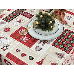 Скатерть Ecotton Новогодний пэчворк Рогожка 180х150 см (24202)