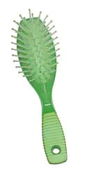 Щітка масажна міні овальна Titania з прогумованою ручкою, 7 рядів, зелений (1822 зел)