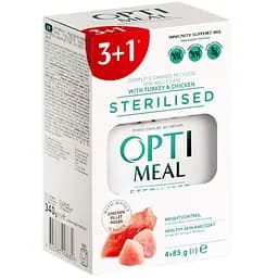 Набор влажного корма для стерилизованных кошек и кастрированных кошек Optimeal с индейкой и куриным филе в соусе 340 г (4 шт. по 85 г)