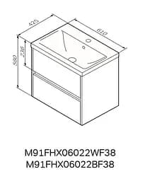 Тумба підвісна AM.P GEM S 60 см з умивальником (M91-FHX0602-WC0602BF38) - мініатюра 9