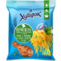 Вермишель быстрого приготовления Хуторок со вкусом курицы с овощами не острая 90 г