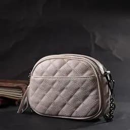 Жіноча стьобана сумка з м'якої натуральної шкіри Vintage 22326 біла - мініатюра 7