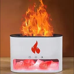 Лампа зволожувач повітря Docsal Flame 3в1 з ультразвуковим зволоженням і соляним камінням Білий - мініатюра 7