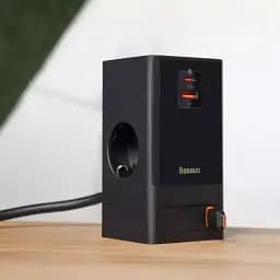 МЗП Baseus Power Combo Digital Power Strip 2AC+USB+Type-C+Retractable-C 65W with 1.5m Power Cord PSLR000301 Black - мініатюра 5
