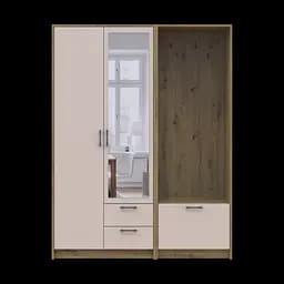 Шафа для одягу Doros Ронді з вішалкою та дзеркалом Дуб Артізан/Кашемір 2 ДСП 142х52х195 (42005270) - мініатюра 6