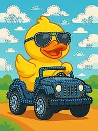 Алмазна мозаїка вибіркова Качка на машині 15×20 см AMV1207