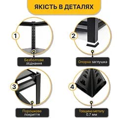 Стелаж з металевими полицями LEOBRO 182 х 90 х 40 см, 175кг/полиця, 5 полиць (LB-R127) - мініатюра 6