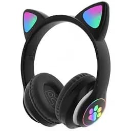 Навушники бездротові Cat Rainbow LED ear STN-28 котячі вушка Bluetooth 5.0 з картою пам'яті та FM