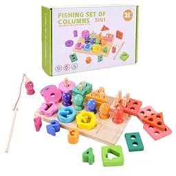 Детская деревянная игрушка "Пирамидка-сортер" Bambi C9416 рыбалка, вкладыши