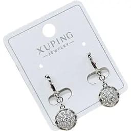 Сережки Xuping круглі з камінням гіпоалергенні з медичної сталі