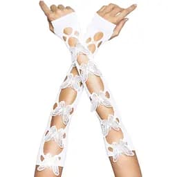 Мітенки Leg Avenue Butterfly applique arm warmers White, метелики