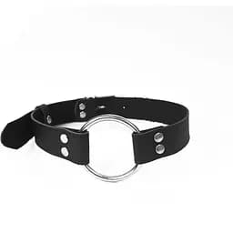 Кляп Art of Sex - Gag Ring Metal Металлическое кольцо из натуральной кожи, цвет Черный