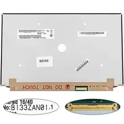 Матриця 13.3 B133ZAN01.1 3840х2160, 40pineDP, IPS, LED, SLIM без планок та вушок, глянець, роз'єм праворуч знизу для ноутбука