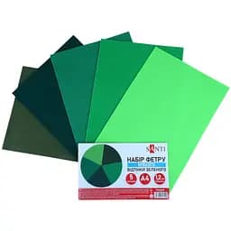 Набір фетру Santi м'якого відтінки зеленого 21х30 см 5 аркушів (743251)