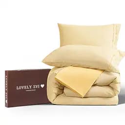 Комплект постільної білизни Полуторний Lovely Svi (120 г/м2) варена бавовна - Жовта смужка