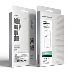Чехол Samsung Galaxy S25 Ultra 5G, Unit MagSafe, белый, прозрачный, магсейф, противоударный, магнитный, панель-накладка с поддержкой MagSafe, с поддержкой беспроводной зарядки, TPU+PC, защита всего корпуса, ударопрочный, ArmorStandart (ARM82266) - мініатюра 6
