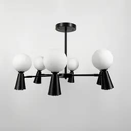 Чорна люстра ABELINA з 6-ма білими плафонами на 2 джерела світла Line.F YG 8006/6+6 BK+WT