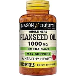 Жирні кислоти Mason Natural Flax Seed Oil 1000 mg Whole Herb, 100 капсул