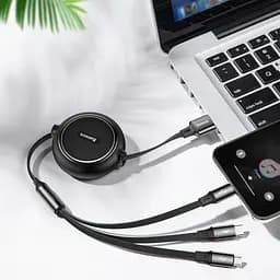 Кабель Baseus Golden Loop 3 in 1 Elastic Cable USB to Type-C/Lightning/MicroUSB 3.5A 1.2m CAMLT-JH01 Black - мініатюра 6