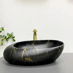 Умивальник VBI Valiano marble black matt накладний VBI-016101, Чорний матовий